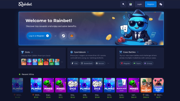 Rainbet Casino in Australia Lobby Interface